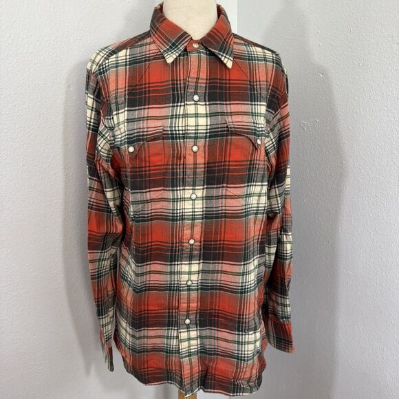 Polo‎ Ralph Lauren Shirt Mens S Plaid Flannel Pearl Snap Western Preppy - Picture 1 of 11